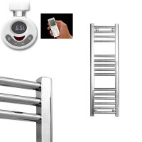 Aura Straight Chrome Thermostatic Electric Towel Warmer With Timer