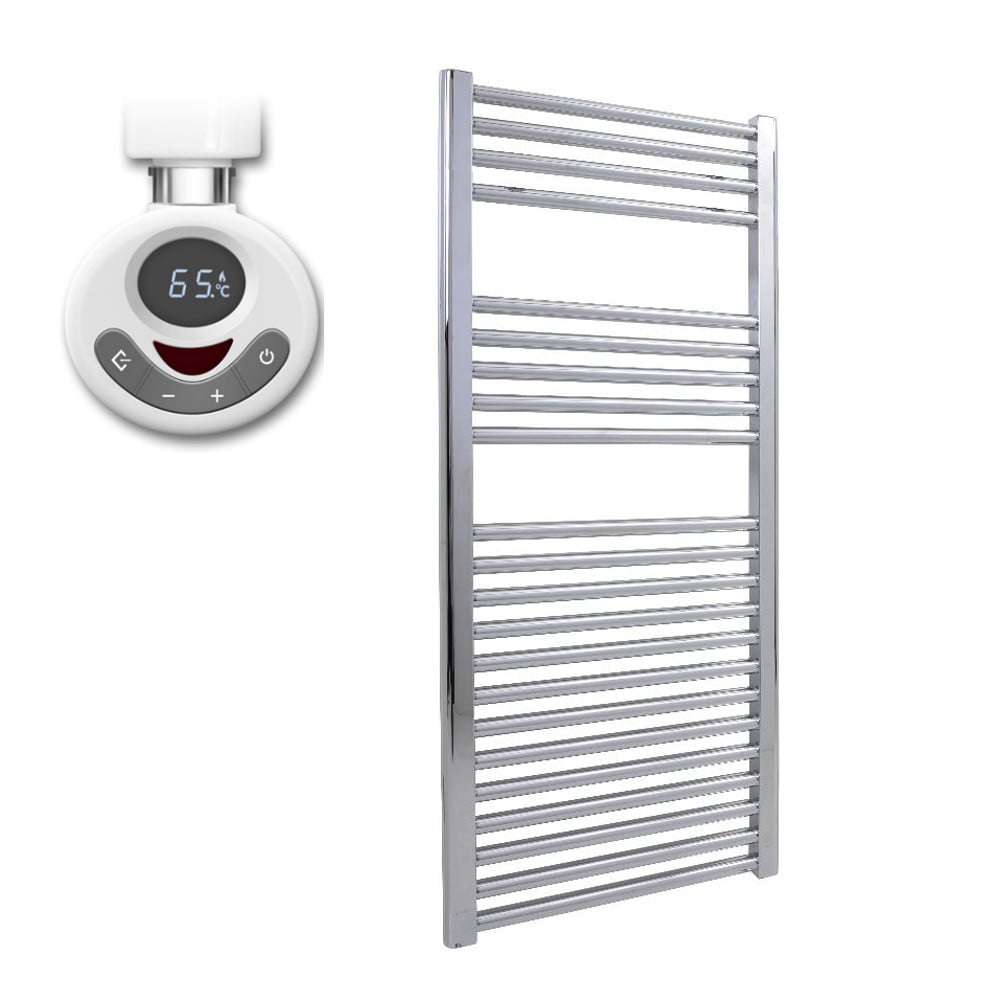 TIMER & REMOTE AURA 25 Straight Chrome THERMOSTATIC ELECTRIC Heated Towel Rail 