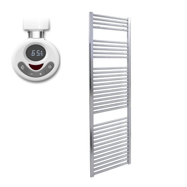 Aura 25 Straight Thermostatic Electric Heated Towel Rail + Timer (Chrome / White) Efficient Heating, Well Made, Excellent Value Buy Online From Solaire Quartz UK Shop 10