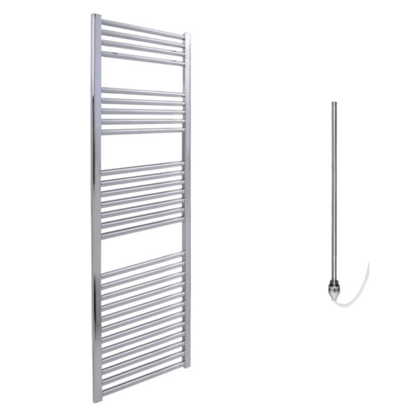 Aura Straight Chrome Electric Towel Warmer, Prefilled Efficient Heating, Well Made, Excellent Value Buy Online From Solaire Quartz UK Shop 15