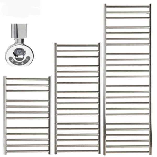 Aura Steel Stainless Steel Thermostatic Electric Heated Towel Rail + Timer Efficient Heating, Well Made, Excellent Value Buy Online From Solaire Quartz UK Shop 3