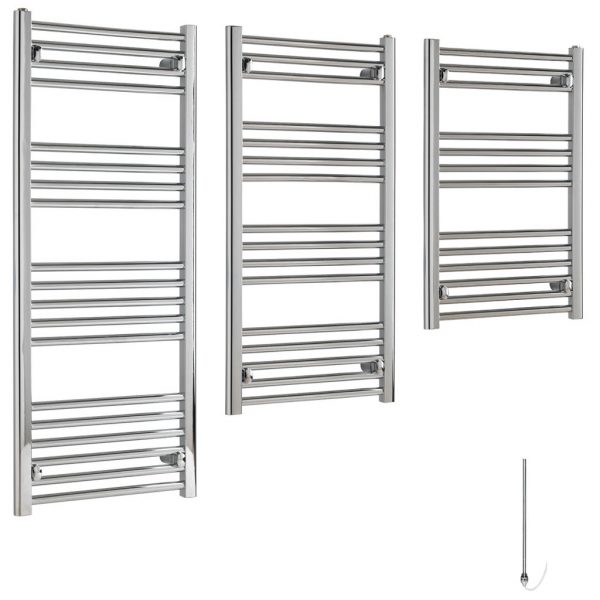 Aura 22 Budget Electric Towel Warmer (Chrome). Splash Proof (IP67), Prefilled With Glycol, Ready For Connection. Shop For Cheap Towel Radiators >