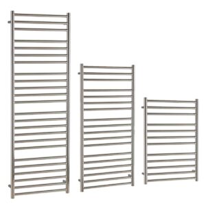 Aura Steel – Stainless Steel Heated Towel Rail – Central Heating Efficient Heating, Well Made, Excellent Value Buy Online From Solaire Quartz UK Shop