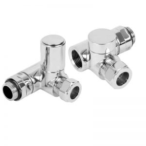 Chrome Dual Fuel Radiator Valves – Round. For Heated Towel Rails. Efficient Heating, Well Made, Excellent Value Buy Online From Solaire Quartz UK Shop