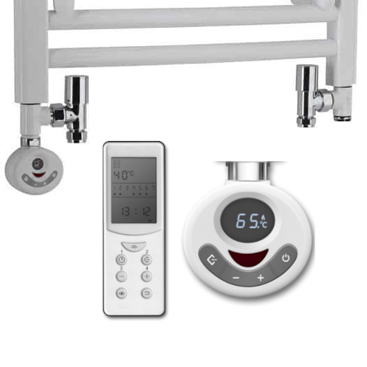Round Thermostatic Dual Fuel Kit For Heated Towel Rails – Kit D (Chrome / White) Efficient Heating, Well Made, Excellent Value Buy Online From Solaire Quartz UK Shop 5