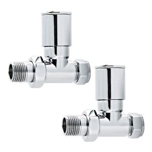 Chrome Radiator Valves – Round, Straight. For Heated Towel Rails Efficient Heating, Well Made, Excellent Value Buy Online From Solaire Quartz UK Shop