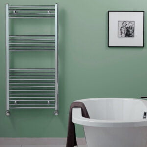 Aura Straight Chrome Towel Warmer For Central Heating Efficient Heating, Well Made, Excellent Value Buy Online From Solaire Quartz UK Shop