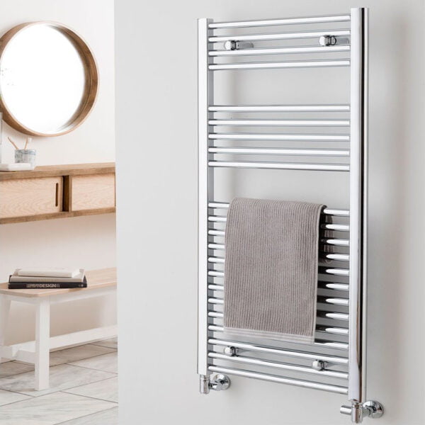 Aura Straight Chrome Towel Warmer For Central Heating Efficient Heating, Well Made, Excellent Value Buy Online From Solaire Quartz UK Shop 4