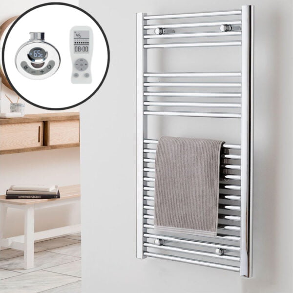 Aura Straight Thermostatic Electric Towel Warmer With Timer Efficient Heating, Well Made, Excellent Value Buy Online From Solaire Quartz UK Shop 4
