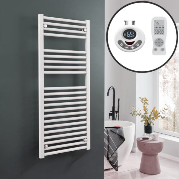 Aura Straight Thermostatic Electric Towel Warmer With Timer Efficient Heating, Well Made, Excellent Value Buy Online From Solaire Quartz UK Shop 5