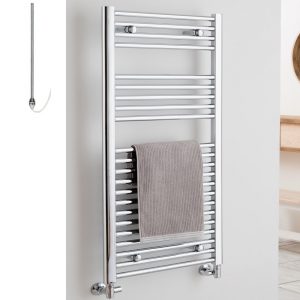 Aura 25 CP Electric Heated Towel Rail – Straight (Chrome / White) Efficient Heating, Well Made, Excellent Value Buy Online From Solaire Quartz UK Shop