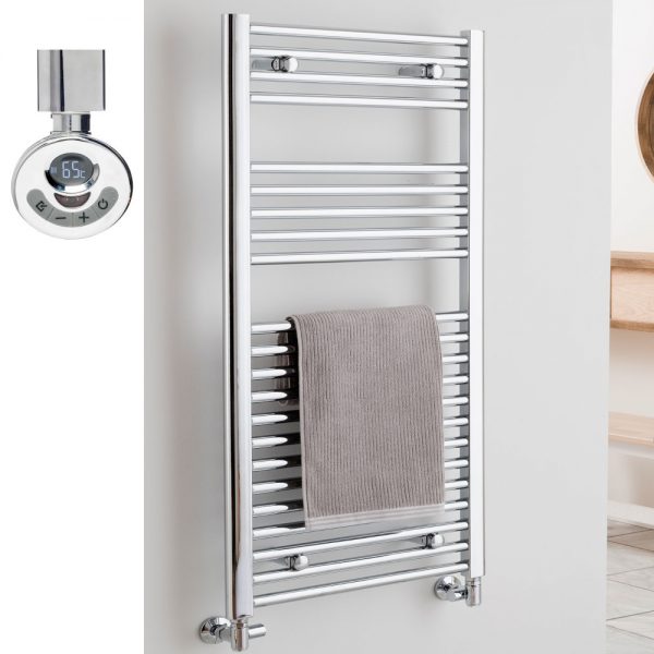 Aura 25 Straight Thermostatic Electric Heated Towel Rail + Timer (Chrome / White) Efficient Heating, Well Made, Excellent Value Buy Online From Solaire Quartz UK Shop 3
