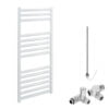 Aura Straight Dual Fuel Towel Warmer, White, With Valves And Element, White Efficient Heating, Well Made, Excellent Value Buy Online From Solaire Quartz UK Shop 15