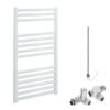 Aura Straight Dual Fuel Towel Warmer, White, With Valves And Element, White Efficient Heating, Well Made, Excellent Value Buy Online From Solaire Quartz UK Shop 16