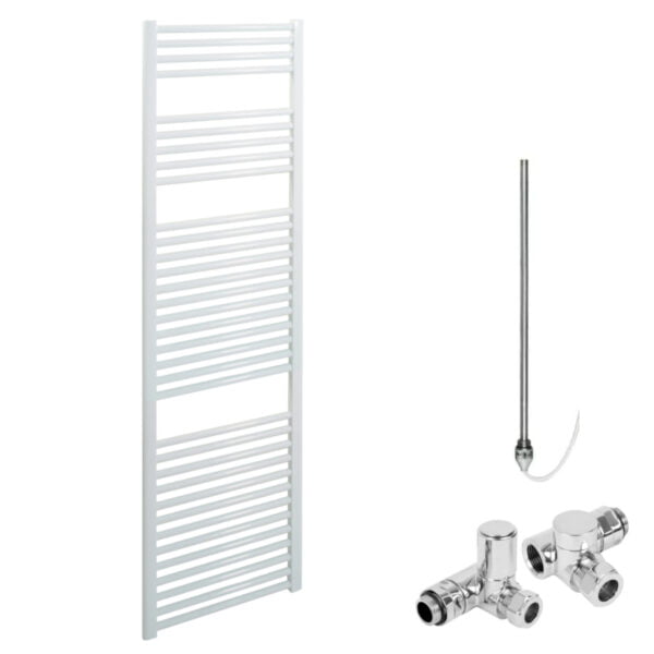 Aura Straight Dual Fuel Towel Warmer, White, With Valves And Element, White Efficient Heating, Well Made, Excellent Value Buy Online From Solaire Quartz UK Shop 12