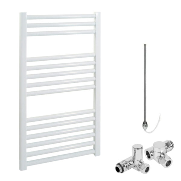 Aura Straight Dual Fuel Towel Warmer, White, With Valves And Element, White Efficient Heating, Well Made, Excellent Value Buy Online From Solaire Quartz UK Shop 11