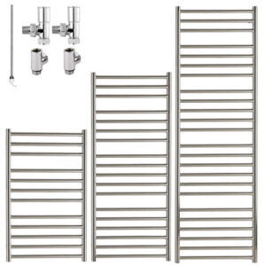 Aura Steel – Stainless Steel Dual Fuel Heated Towel Rail For Central Heating / Electric Efficient Heating, Well Made, Excellent Value Buy Online From Solaire Quartz UK Shop