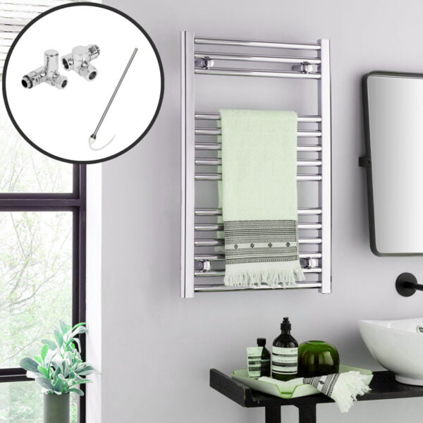 Aura Straight Dual Fuel Towel Warmer With Valves And Element, Chrome Efficient Heating, Well Made, Excellent Value Buy Online From Solaire Quartz UK Shop 5