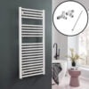 Aura Straight Dual Fuel Towel Warmer, White, With Valves And Element, White Efficient Heating, Well Made, Excellent Value Buy Online From Solaire Quartz UK Shop 17