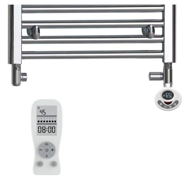 Aura Straight Dual Fuel Towel Warmer, Thermostatic With Timer, White Efficient Heating, Well Made, Excellent Value Buy Online From Solaire Quartz UK Shop 6