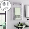 Aura Straight Dual Fuel Towel Warmer, Thermostatic With Timer, Chrome Efficient Heating, Well Made, Excellent Value Buy Online From Solaire Quartz UK Shop 14