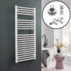 Aura Straight Dual Fuel Towel Warmer, Thermostatic With Timer, White Efficient Heating, Well Made, Excellent Value Buy Online From Solaire Quartz UK Shop 21