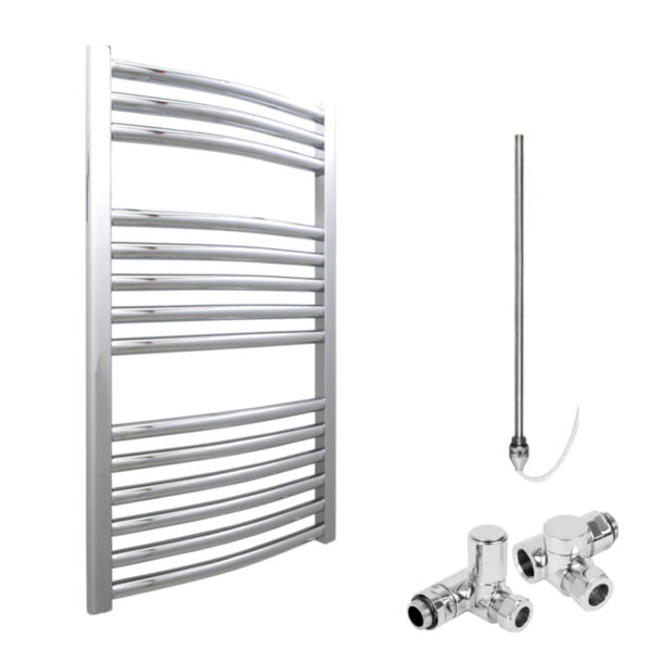 Aura Curved Dual Fuel Towel Warmer, Chrome, With Valves And Element, Chrome Efficient Heating, Well Made, Excellent Value Buy Online From Solaire Quartz UK Shop 4
