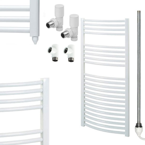Aura 25 Curved White Dual Fuel Heated Towel Rail Efficient Heating, Well Made, Excellent Value Buy Online From Solaire Quartz UK Shop 5