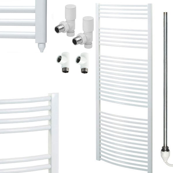 Aura 25 Curved White Dual Fuel Heated Towel Rail Efficient Heating, Well Made, Excellent Value Buy Online From Solaire Quartz UK Shop 4