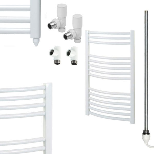 Aura 25 Curved White Dual Fuel Heated Towel Rail Efficient Heating, Well Made, Excellent Value Buy Online From Solaire Quartz UK Shop 6