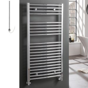 Aura 25 Curved Electric Heated Towel Rail – Chrome Efficient Heating, Well Made, Excellent Value Buy Online From Solaire Quartz UK Shop