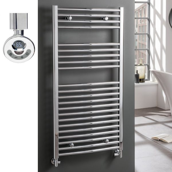 Aura 25 Curved Thermostatic Electric Heated Towel Rail + Timer Efficient Heating, Well Made, Excellent Value Buy Online From Solaire Quartz UK Shop 3