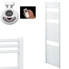 Aura Straight White Thermostatic Electric Towel Warmer With Timer, Remote Efficient Heating, Well Made, Excellent Value Buy Online From Solaire Quartz UK Shop 11