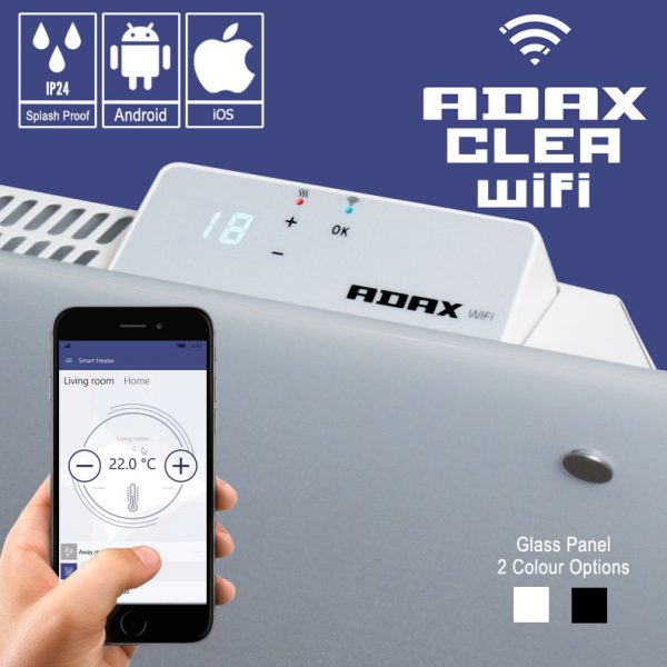 Adax Clea Wifi Glass Electric Wall Heater With Timer, Modern