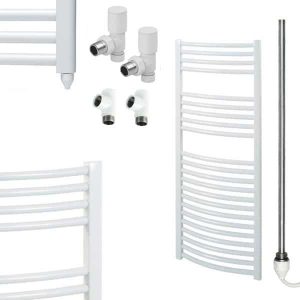 Aura 25 Curved White Dual Fuel Heated Towel Rail Efficient Heating, Well Made, Excellent Value Buy Online From Solaire Quartz UK Shop