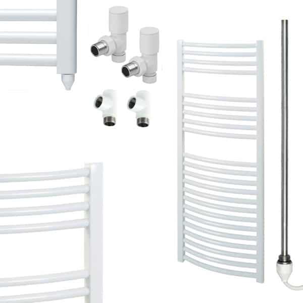 Aura 25 Curved White Dual Fuel Heated Towel Rail Efficient Heating, Well Made, Excellent Value Buy Online From Solaire Quartz UK Shop 3
