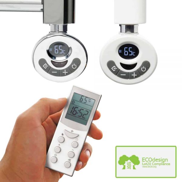Aura 25 Straight White Dual Fuel Heated Towel Rail, Thermostatic + Timer Efficient Heating, Well Made, Excellent Value Buy Online From Solaire Quartz UK Shop 6