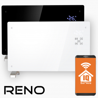 Reno Wifi Glass Smart Electric Radiator, Wall Mounted or Portable Convector Radiator