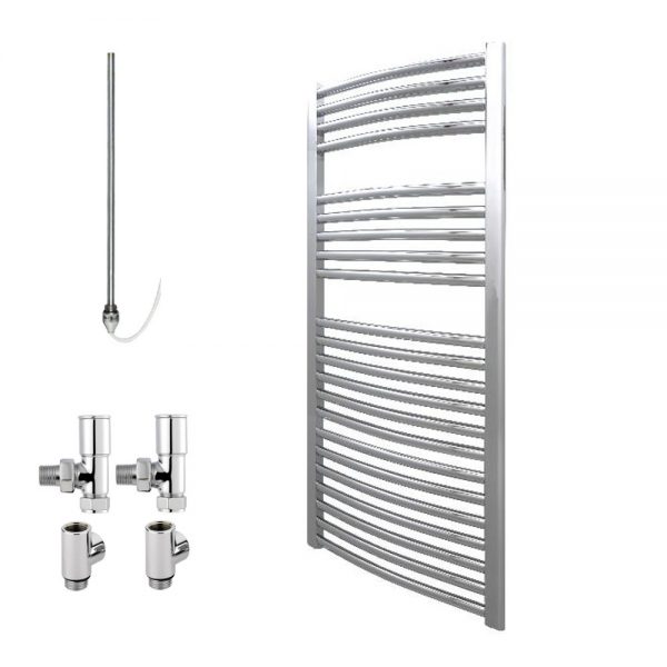 Aura 25 Curved Chrome Dual Fuel Heated Towel Rail Efficient Heating, Well Made, Excellent Value Buy Online From Solaire Quartz UK Shop 6