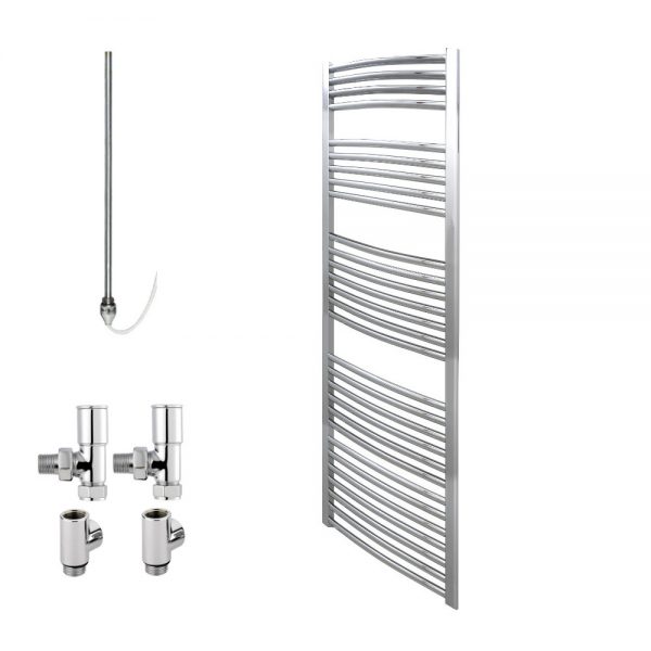 Aura 25 Curved Chrome Dual Fuel Heated Towel Rail Efficient Heating, Well Made, Excellent Value Buy Online From Solaire Quartz UK Shop 7