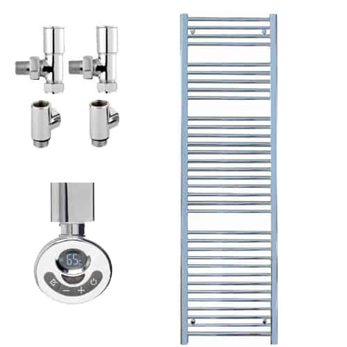 Aura 25 Straight Chrome Dual Fuel Heated Towel Rail, Thermostatic + Timer Efficient Heating, Well Made, Excellent Value Buy Online From Solaire Quartz UK Shop 7