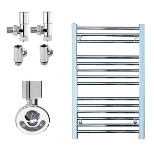 Aura 25 Straight Chrome Dual Fuel Heated Towel Rail, Thermostatic + Timer Efficient Heating, Well Made, Excellent Value Buy Online From Solaire Quartz UK Shop 5