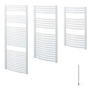 Aura 25 CP Electric Heated Towel Rail – Curved White Efficient Heating, Well Made, Excellent Value Buy Online From Solaire Quartz UK Shop