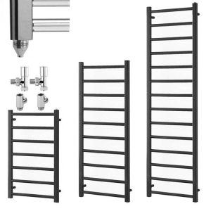 Aura Ronda Anthracite Modern Heated Towel Rail / Warmer – Dual Fuel Efficient Heating, Well Made, Excellent Value Buy Online From Solaire Quartz UK Shop