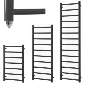 Aura Ronda Anthracite Modern Heated Towel Rail / Warmer – Prefilled Electric Efficient Heating, Well Made, Excellent Value Buy Online From Solaire Quartz UK Shop