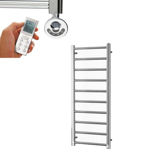 Aura Ronda Chrome Modern Heated Towel Rail / Warmer – Dual Fuel, Thermostat + Timer Efficient Heating, Well Made, Excellent Value Buy Online From Solaire Quartz UK Shop 9
