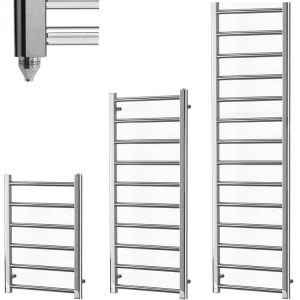 Aura Ronda Chrome Modern Heated Towel Rail / Warmer – Electric Efficient Heating, Well Made, Excellent Value Buy Online From Solaire Quartz UK Shop