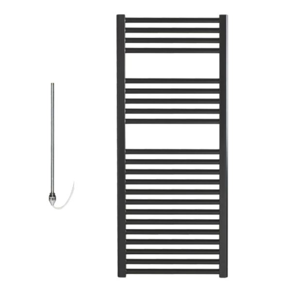 Aura 25 Straight Black PTC Electric Heated Towel Rail / Bathroom Radiator Efficient Heating, Well Made, Excellent Value Buy Online From Solaire Quartz UK Shop 10