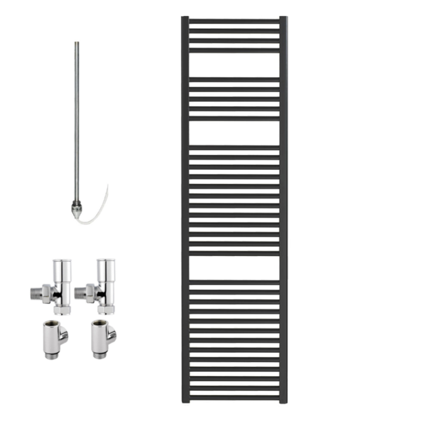 Aura 25 Straight Black Dual Fuel Heated Towel Rail / Bathroom Radiator Efficient Heating, Well Made, Excellent Value Buy Online From Solaire Quartz UK Shop 5