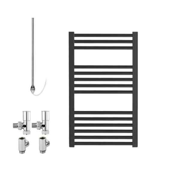 Aura 25 Straight Black Dual Fuel Heated Towel Rail / Bathroom Radiator Efficient Heating, Well Made, Excellent Value Buy Online From Solaire Quartz UK Shop 7